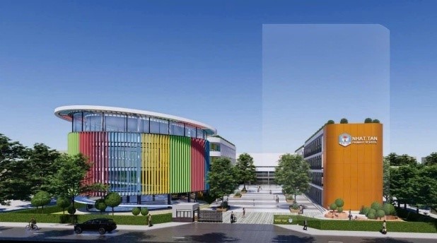 Nhà hiệu bộ, thể chất và các phòng chức năng Trường tiểu học Nhật Tân